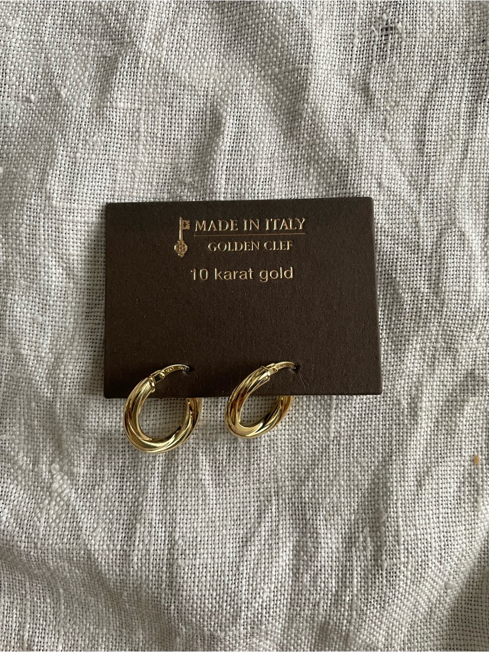 10k Gold Textured Hoop Earrings